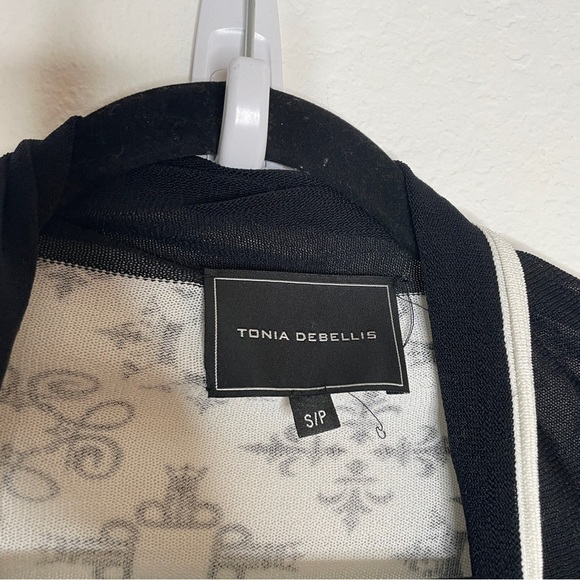 NWT Tonia Debellis Black and White Waterfall Cardigan Open Front Size S - Picture 13 of 13